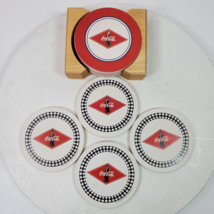 Vintage Coca Cola Coasters 4 Inch SET OF 8 + Wood Holder - $29.00