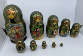 Russian Matryoshka Nesting Doll 10” Hand Painted - 10 Piece - Signed Story Art - £235.35 GBP
