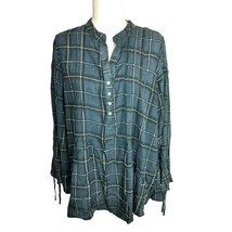 Suzanne Betro 2X Pintuck Tunic Green Plaid Long Sleeve Women NWT - £38.77 GBP