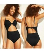 32B Shade &amp; Shore Cute One-Piece Monokini Swimsuit ~ Black ~ High Waist - £18.02 GBP