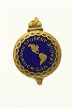 Vintage Estate Jewelry School Pin Pan American Student League Blue Ename... - $12.32