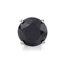 Black Diamond Round 14K White Gold Push Back Single Stud Earring 0.12 TCW - $98.99