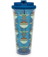 Star Wars The Mandalorian Grogu Plastic Travel Tumbler With Lid 24 Ounces - $16.79