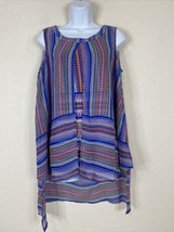 NWT Cato Women Size L Colorful Striped Split Front Layered Blouse Sleeveless - £4.94 GBP