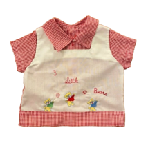 Vintage Red Gingham Embroidered Shirt Infant Size 0-3 Months - £6.29 GBP