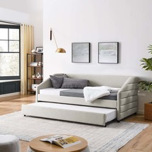 Twin Size Daybed with Trundle Upholstered Tufted Sofa Bed, Beige - $9,797.15 MXN