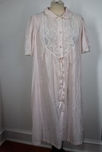 Vtg Barbizon L Pink Blendaire Batiste Lace Button Nightgown House Dress - £26.80 GBP