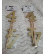 Number 4 Gold Glitter Cupcake / Cake Toothpick Toppers - $9.90