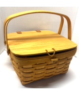 Longaberger 1998 Large Basket With Swing Handles &amp; Attached Top - $49.50