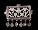 Silver rectangle brooch with crystal accents thumb155 crop