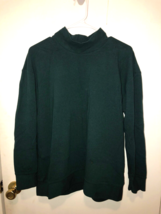 Lands End Womens SZ Large Green Mock Neck Long Sleeve Rib Stitch Pullover Shirt - £9.31 GBP