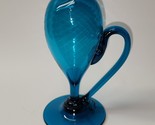 Beautiful Art Glass Oil Lamp With Swirled Neck &amp; Body - Aqua-Teal, Witho... - £27.23 GBP