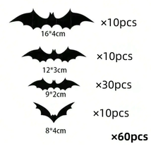 60Pcs 3D Waterproof Black Bats Wall Decor Halloween Decor - £15.08 GBP