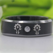 Free Shipping Top Quality World of Warcraft Horde Design 8MM Black Top Silver Be - £37.13 GBP