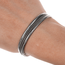 6 1/8&quot; Vintage Navajo sterling stamped twisted wire cuff bracelet - £69.72 GBP