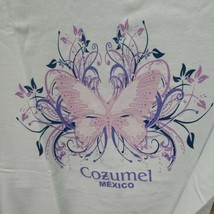 Cozumel Mexico T-shirt White W/Purple Butterfly Souvenir Top New Without Tags Lg - £17.40 GBP