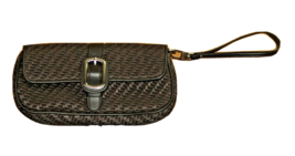 Ann Taylor Brown Wristlet Clutch Weave Purse Woven Faux Leather Magnetic... - $9.85