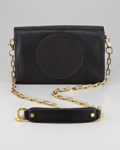 Nwt Tory Burch Kipp Perforated Logo Leather Crossbody Bag Black $450+ Authentic - £241.20 GBP