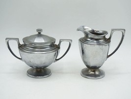 Universal Sugar &amp; Creamer Set Nickel Silver Made In USA - $24.74