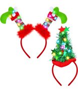 2 Pack Christmas LED Headbands Xmas Headbands Light Elf Leg, Spiral Xmas... - $20.99