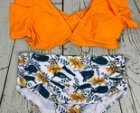 Women Ruffle High Waist Swimsuit Two Pieces Push Up Tropical Print XL - $37.99