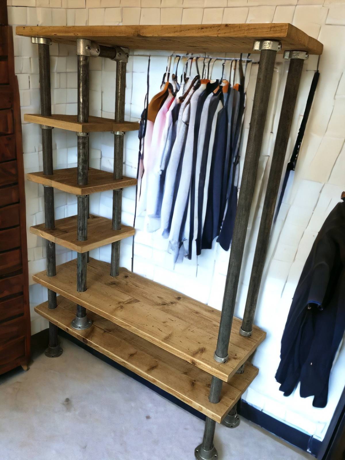 Industrial Open Wardrobe with Drawers | Reclaimed Scaffolding| THE TALLINN Item image 2