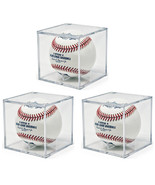 Baseball 1-Ball ACRYLIC Display Case Holder/Cube- 3 Pack- NEW (Grandstand) - £11.74 GBP