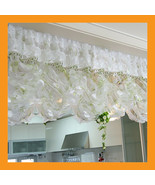 green balloon shade curtain ruffle valance top beads accent sheer romant... - €33,33 EUR