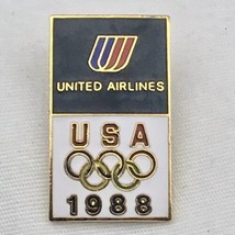United Airlines USA Olympic 1988 Vintage Pin Gold Tone Enamel - £7.87 GBP