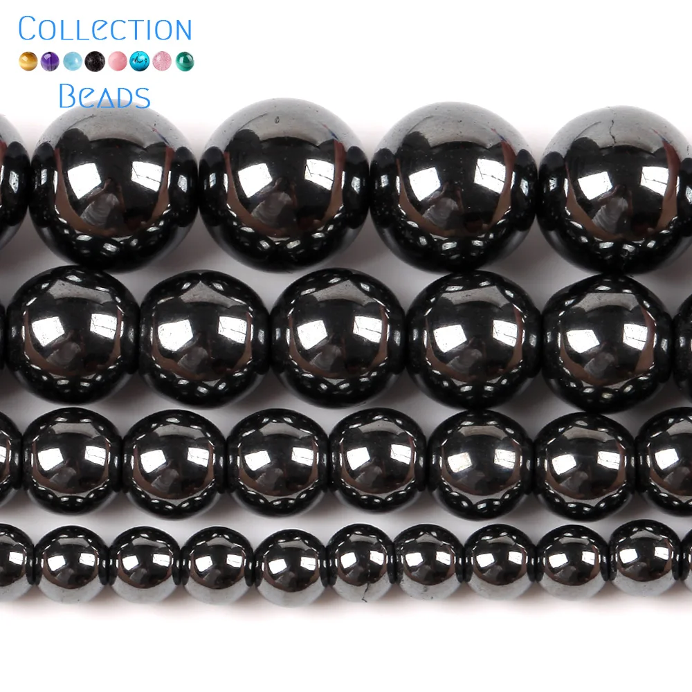 3/4/6/8/10mm Natural A+ Black Hematite Stone Round Loose Spacer Beads For - £6.35 GBP
