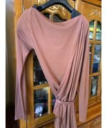 STEPHEN BURROWS Vtg 70s Asymmetrical Wrap DRESS Cashmere Brown Long Slee... - $324.76