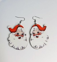1Pair Wooden Christmas Santa Claus Decor Drop Dangle Earrings Women Xmas Gift - £5.42 GBP
