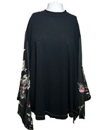 Free People Shirt Women&#39;s Medium Black Handkerchief Sleeves Embroidery B... - £25.18 GBP