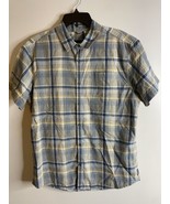 PrAna Organic Cotton Button Down Shirt Mens Short Sleeve Large Blue - £15.77 GBP