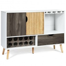 Mid-Century Buffet Sideboard Wooden Storage Cabinet - Color: White - £166.21 GBP