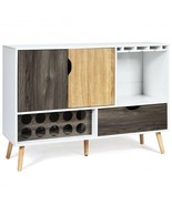 Mid-Century Buffet Sideboard Wooden Storage Cabinet - Color: White - £161.93 GBP