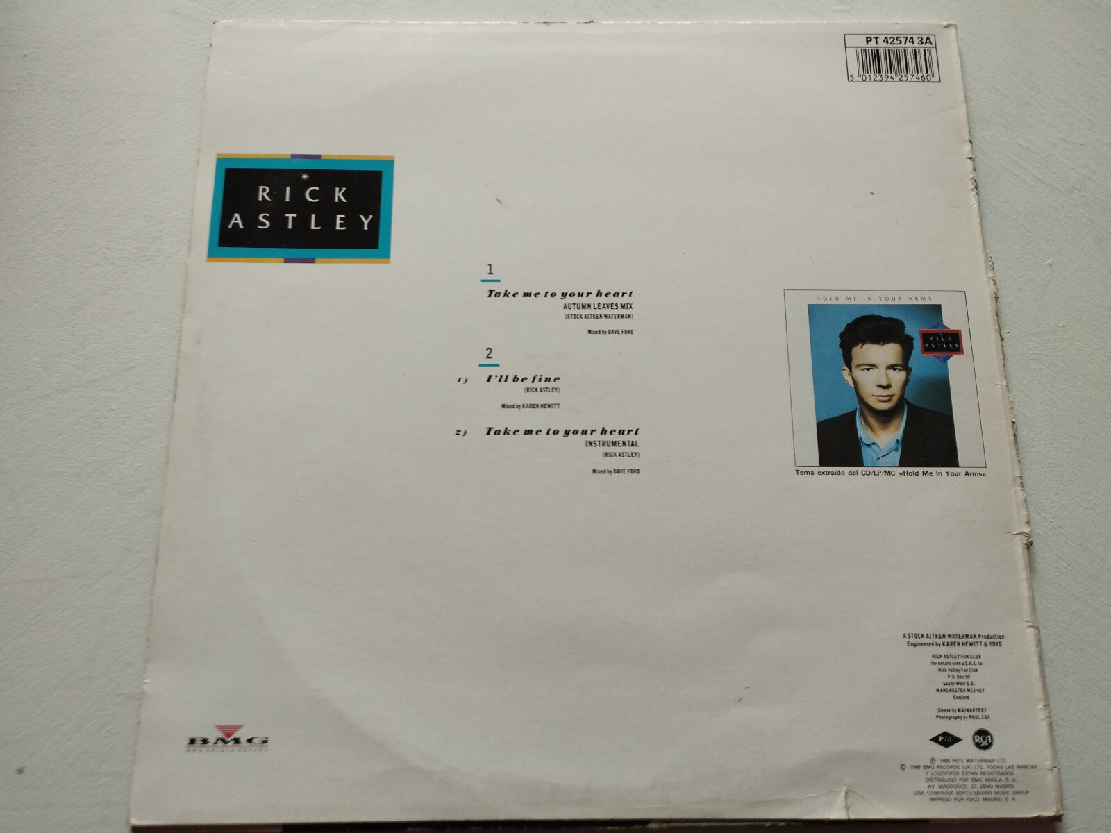 Rick Astley Take Me To Your Heart 1988 Rca - Maxi LP vinile 12 " VG/G+ Am Item image 3