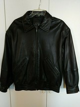 Tw Tannery West Men&#39;s Black Leather Zip JACKET-M-BARELY WORN-VERY Nice Soft - £38.80 GBP