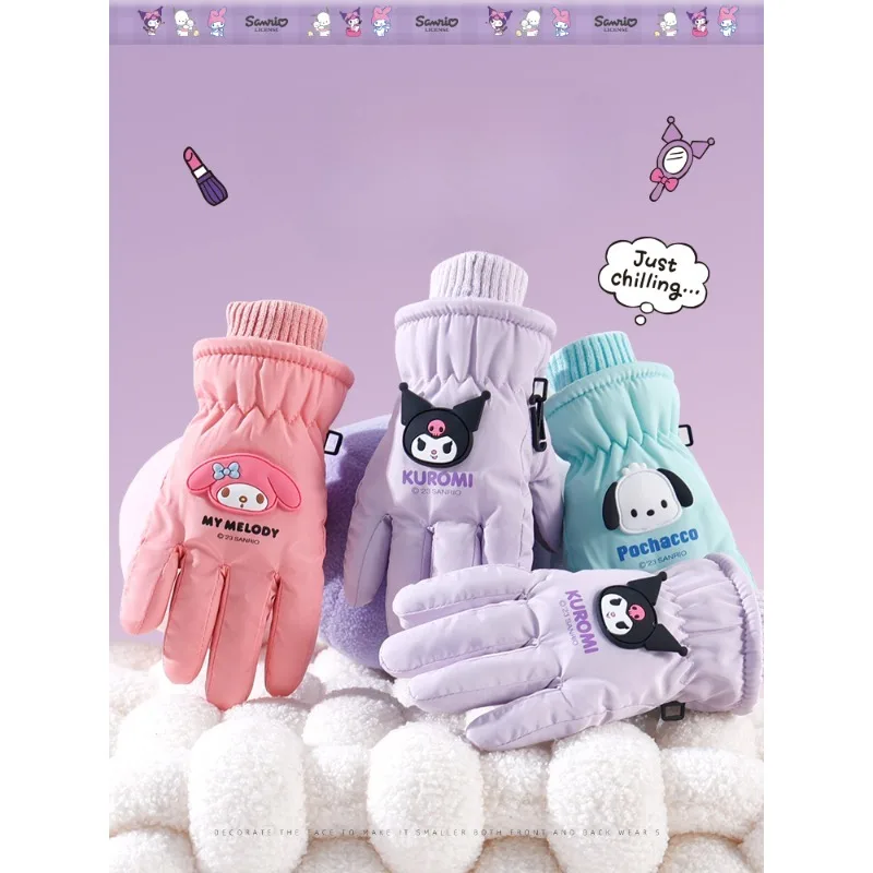 Sanrio Kawaii MyMelody Pochacco Anime Cartoon Five Finger Ski Gloves Warm - £13.09 GBP