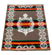 Vintage Pendleton Woolen Mill Beaver State Turtle Iroquois 75&quot;X65&quot; Wool Blanket - £194.78 GBP