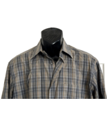 ZANELLA men's dress casual shirt M Made in Italy gray gold black plaid luxury - $59.99