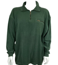 Ferruche 1/4 Zip Sweater Mens XXL Terry Fleece Pullover Green Cotton Blend - £12.31 GBP