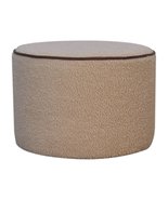 Artisan Furniture Boucle Round Footstool with Bufallo Leather Piping - £195.90 GBP
