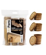 Paper Soup Cups With Lids Combo Set With 8Oz. 12Oz &amp;16Oz Bowls [48 Sets ... - $46.99