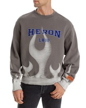 HERON PRESTON Law Flames Crewneck Sweatshirt Gray Retail $570 Size Medium B4HP - £237.24 GBP