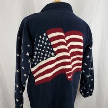 Vintage Bear Ridge Outfitters Fleece Jacket Medium Blue Flag Stars Patriotic USA - £25.85 GBP