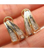 1.60Ct Baguette Simulated Diamond Gold Plated925 Silver Omega Back  Earring - €118,21 EUR