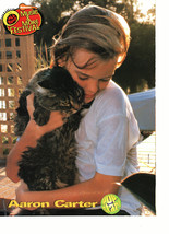 Aaron Carter teen magazine pinup clipping soaking wet hugging a puppy - $3.50