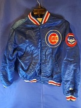 MLB Starter Vintage Made in USA Chicago Cubs Baseball Satin Jacket Youth L Snaps - £149.47 GBP