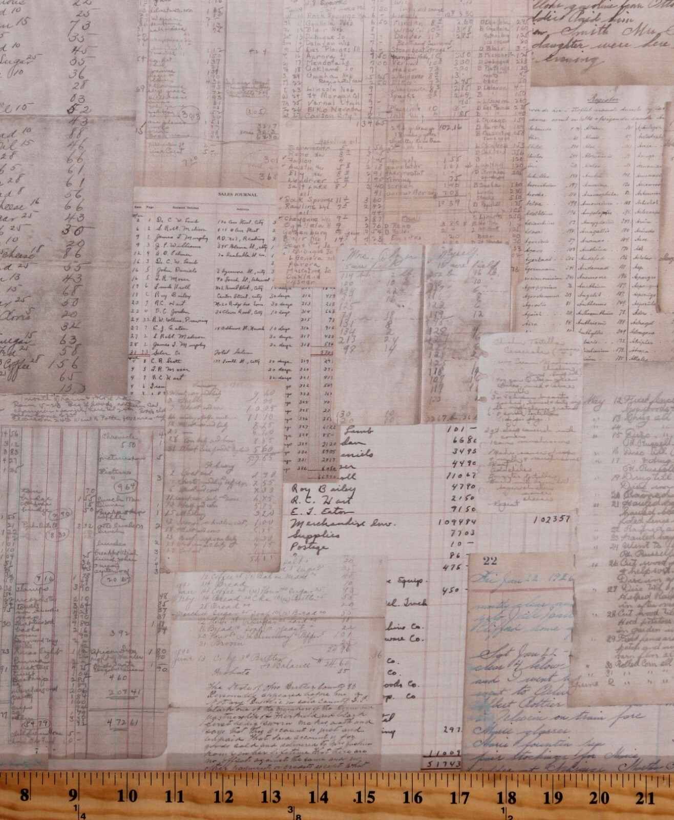 Cotton Grocery List People Voyage Script Writing Fabric Print by Yard D5... - $12.95